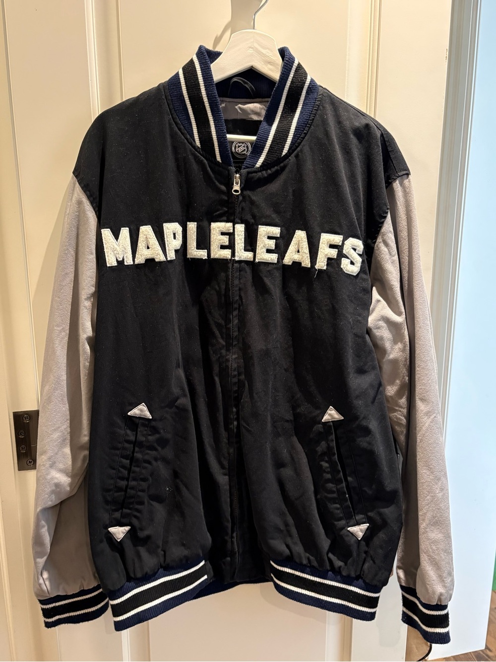 NFL Black & Gray Maple Leafs Bomber Jacket